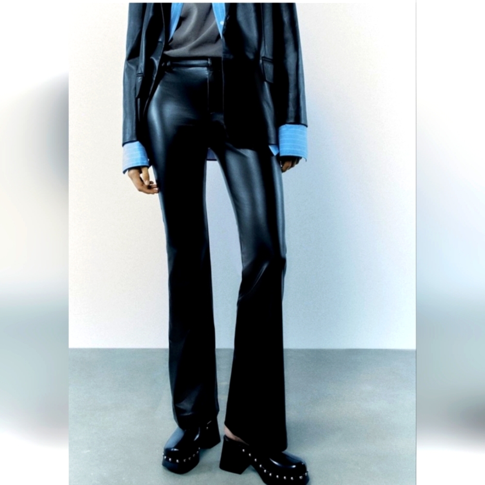 Zara flared faux leather pants
